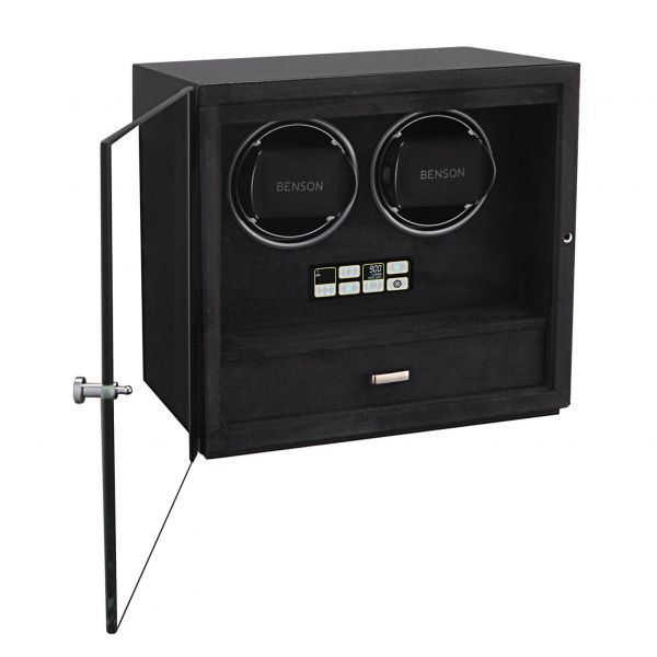 Benson - Watchwinder, Black Smart-Tech II 2.18.B, Turns Per Day 600, 900, 1200, 1500, 1800 en 2100. Plug & Play. Glazen Deurtje